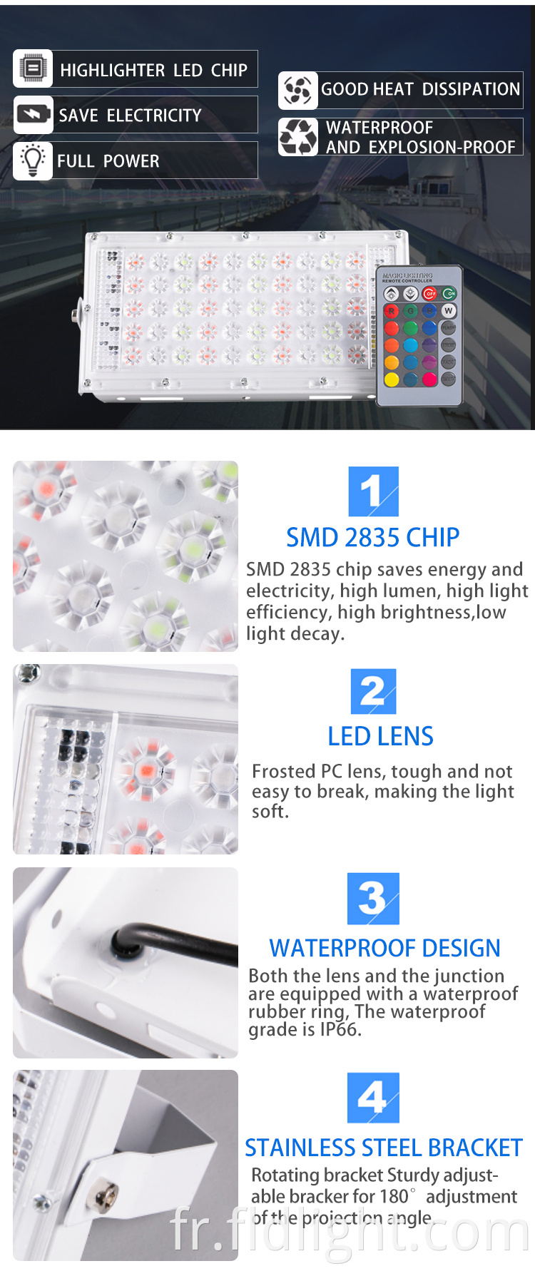 High power wintersweet outdoor smd led flood light 